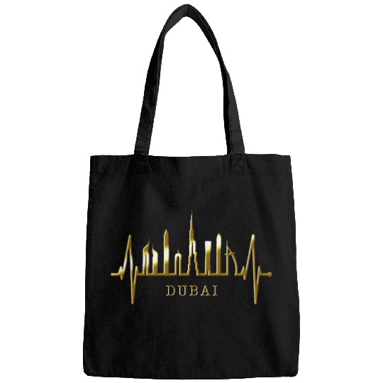 Dubai Skyline Heartbeat Burj Khalifa Silhouette Bags