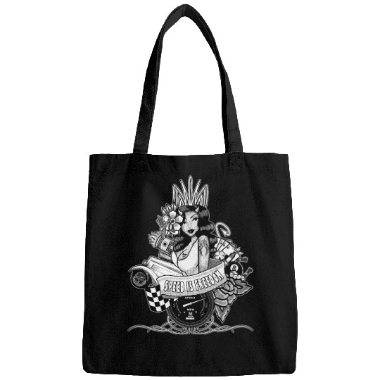 Pin up, Hot rod and Speedometer, black and white Bags