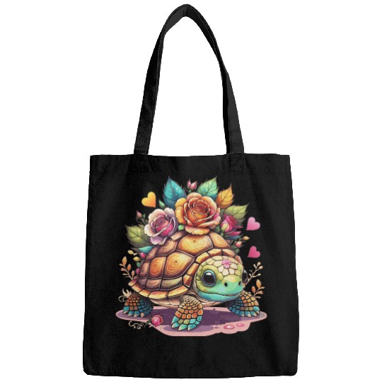 Sweet Turtle among the roses Bags