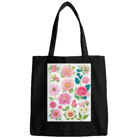 Blooming Crimson and coral Spring Flowers Bags