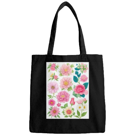 Blooming Crimson and coral Spring Flowers Bags