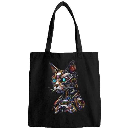 Cyborg cat robot Bags