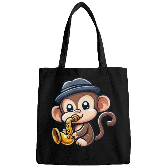 Chimpanzee with saxophone Bags