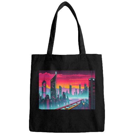 Cyberpunk Cityscape Bags