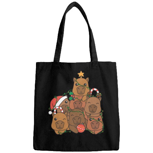 Capybara Christmas Tree Funny Animal Christmas Bags