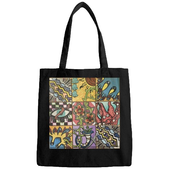 Hand painted wooden squares art by KateToxin Bags