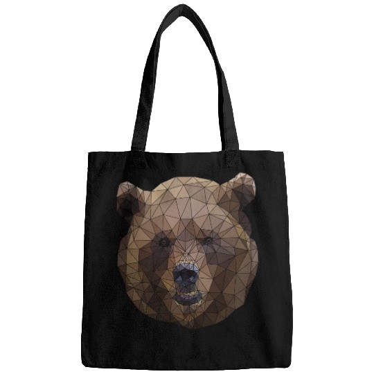 Polygonal brown bear triangular shape low poly art Bags
