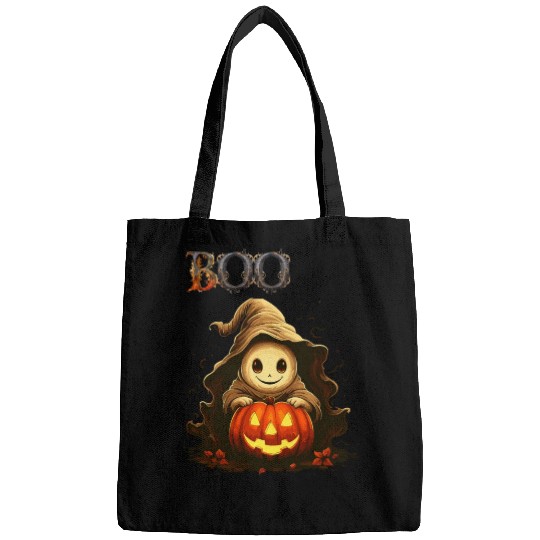 Adorable Boo Kid Ghosts With Pumpkin Bags