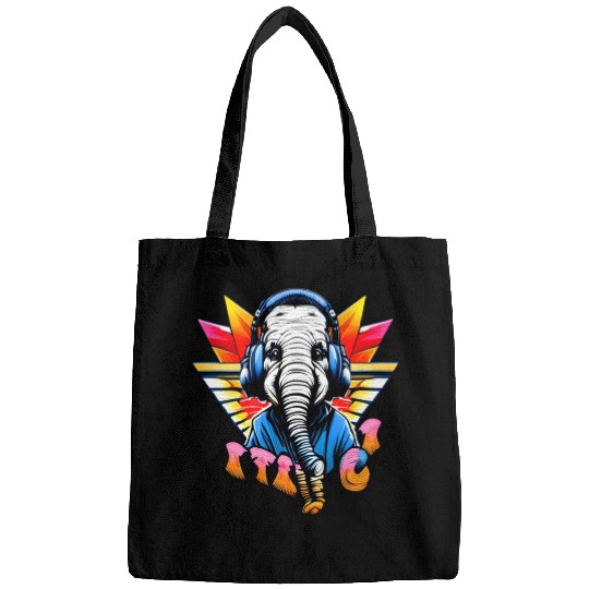 Colorful elephant face Bags