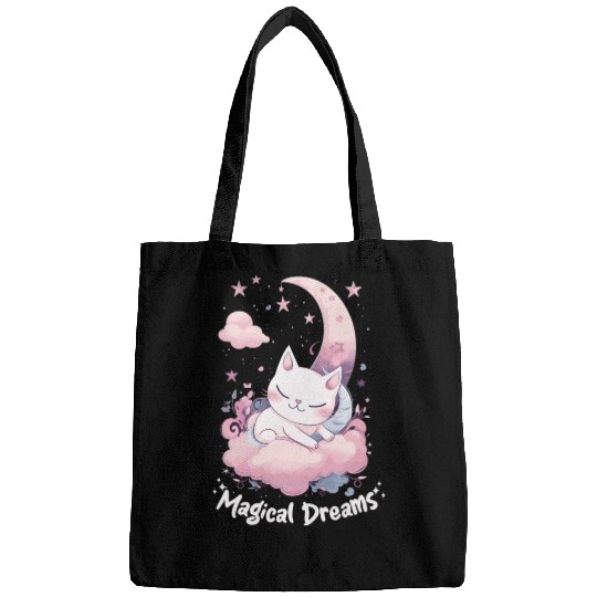 Magical Dreams Sleeping Cat Unicorns Pastel Moon S Bags