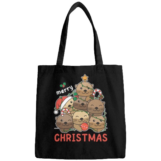 Otter Christmas Tree Merry Christmas Bags