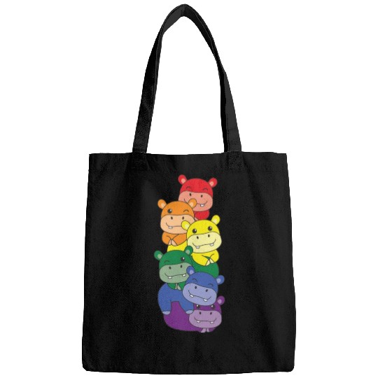 Rainbow Flag Pride Lgbtq Cute Hippo Stack Bags
