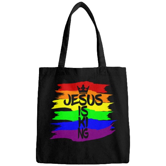 Queer Jesus is King Cross Crown Rainbow Colors Bags