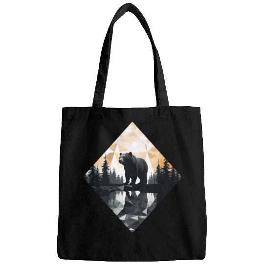 Abstract bear in the mountains Bags
