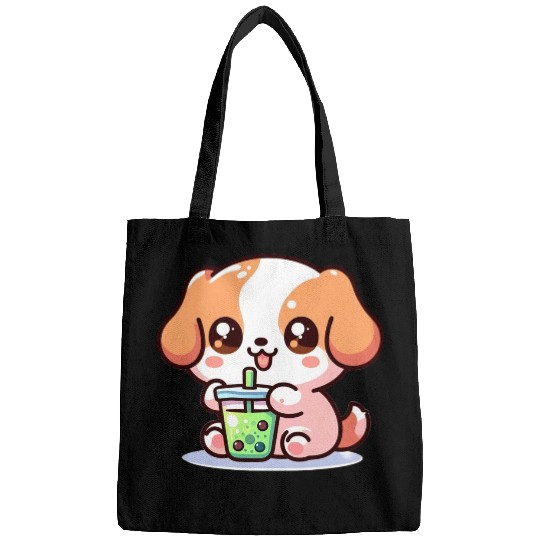 Playful dog with bubble tea Bags