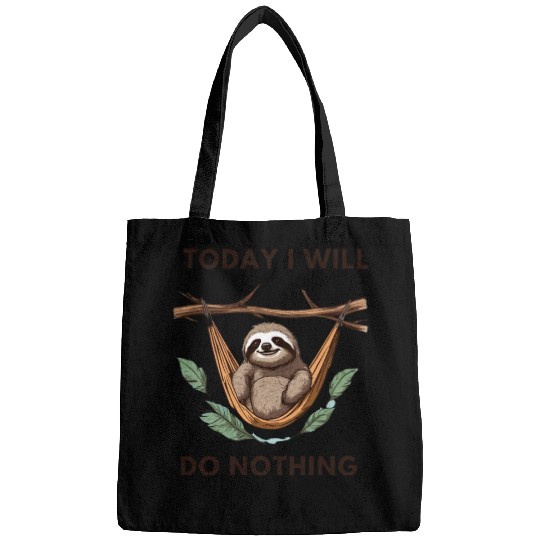Sleeping Cute Sloth in Hammock Funny Bags