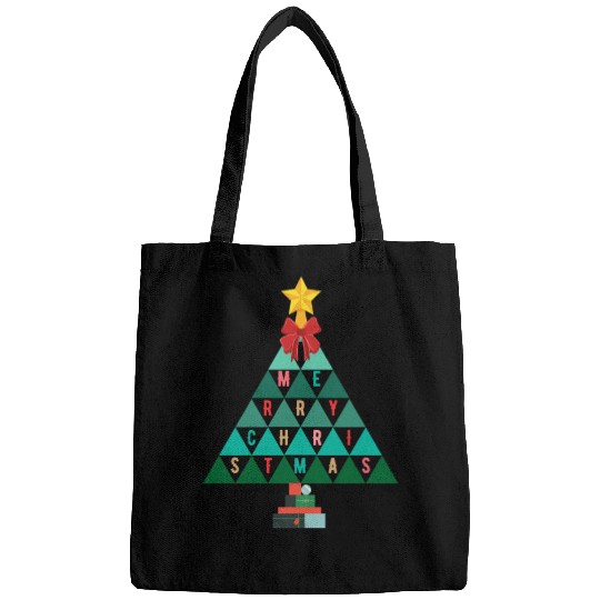 Merry Christmas tree (black bg) using triangles Bags