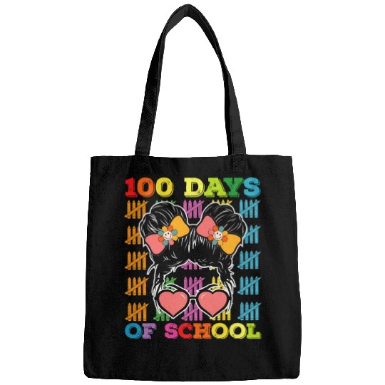 100 Days Of School Messy Bun Teacher Bags