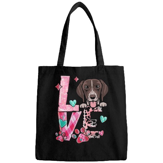 German Shorthair Dog I Love My Dog Fur Baby Valent Bags