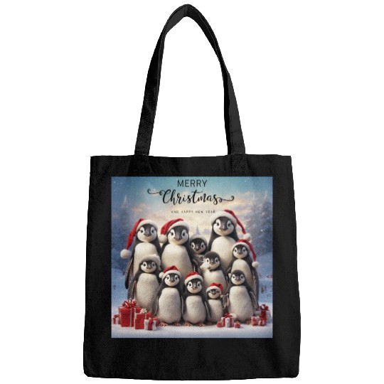 Christmas funny penguins Bags