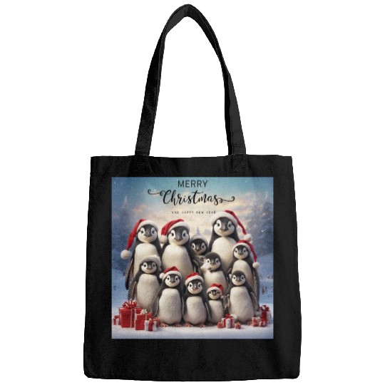Christmas funny penguins Bags