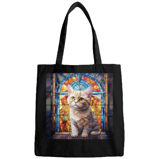 British Shorthair kitten in stained glass Bags