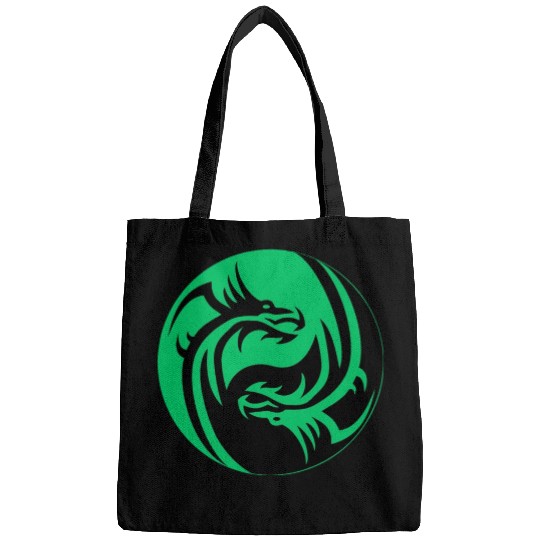 tow Dragonball in circle green and black Bags