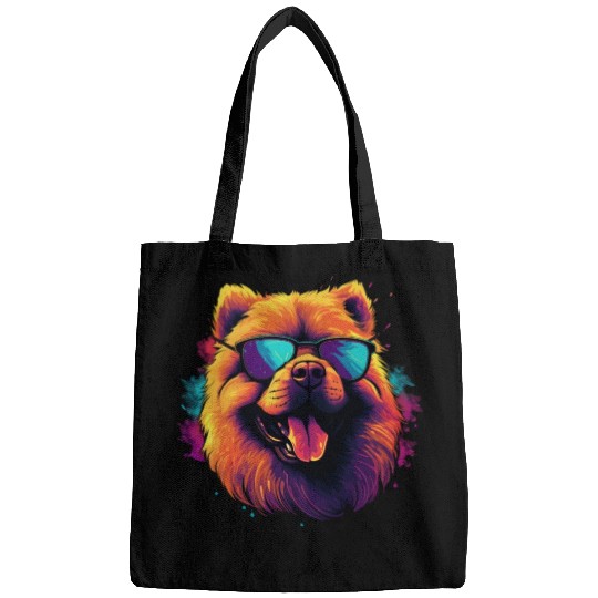 Retro Wave Chow Chow Dog Bags