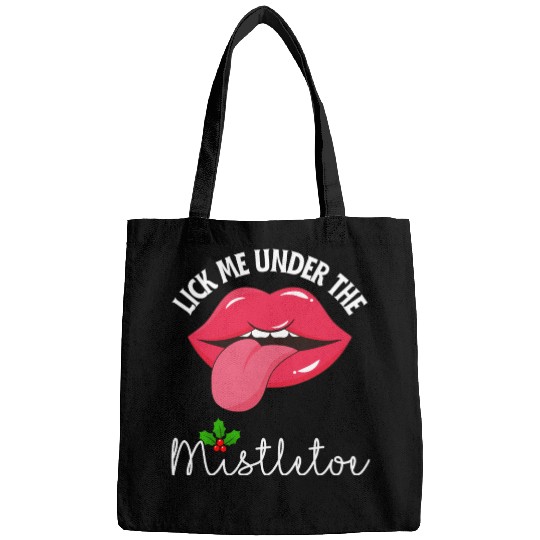 Lick me under the mistletoe ugly Christmas sweater Bags