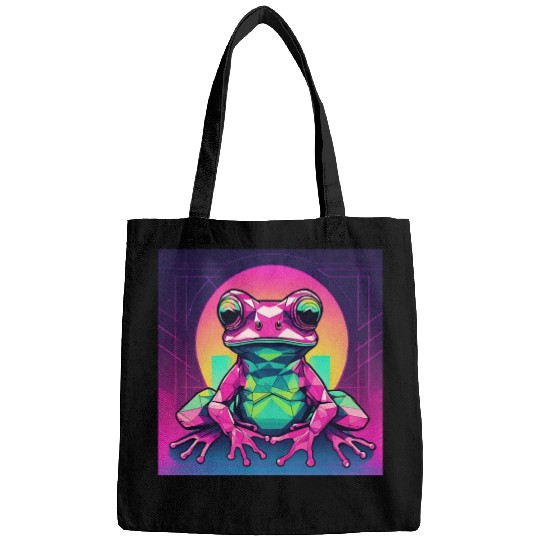 Geometric Synthwave Frog Bags