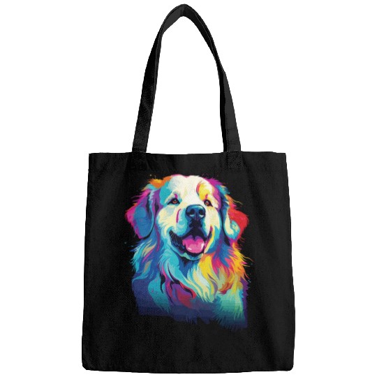 Watercolor Colorful Great Pyrenees Bags