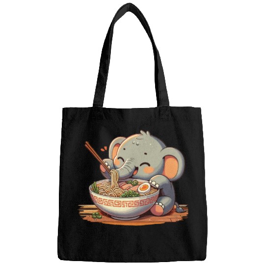 Cute Elephant Eats Ramen Noodles Elephant Ramen Bags
