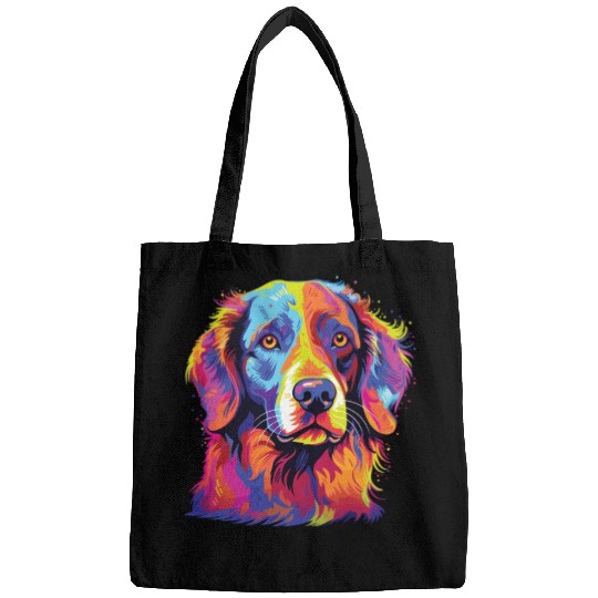 Watercolor Colorful Brittany Spaniel Bags