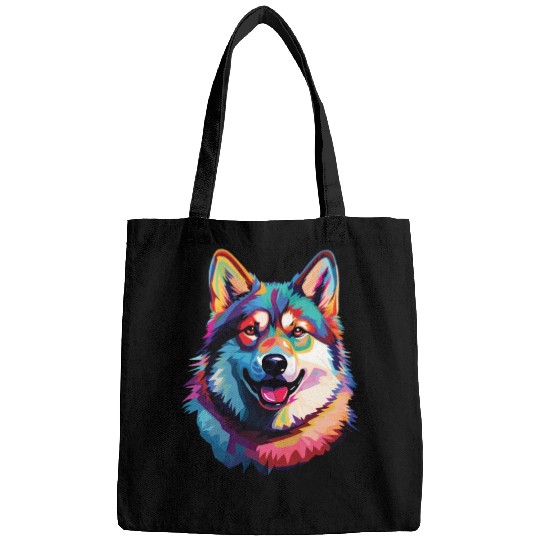 Watercolor Colorful Akita Bags