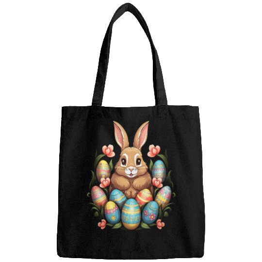 Easter Bunny Rabbit Colorful Eggs Easter Egg Hunt Bags