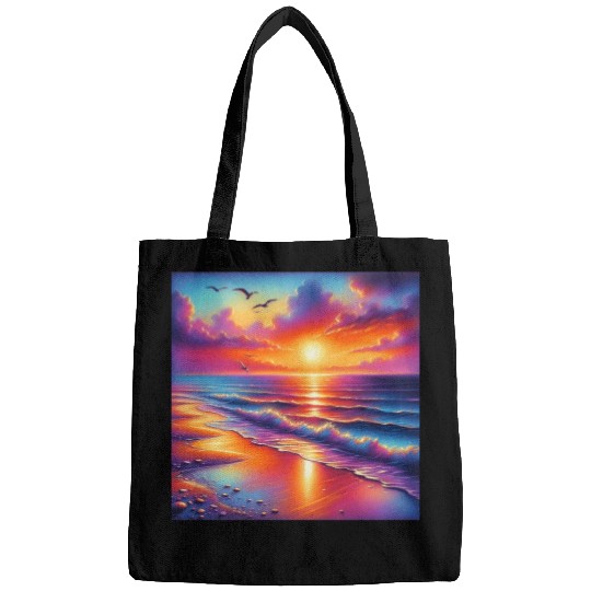 Sunset Serenity: Pastel Beachscape Bags