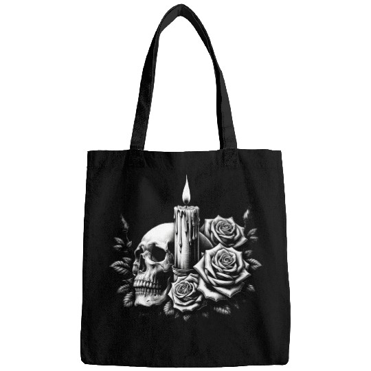Gothic Skull and Roses Graphic Art Bags