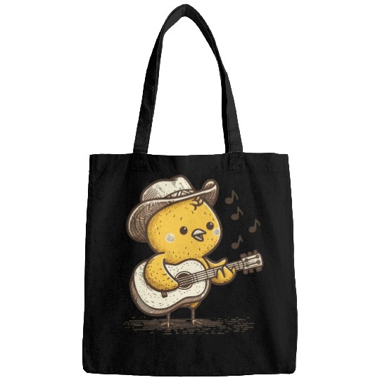 Cute Cowboy Baby Chick Playing Guitar Bags