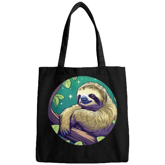 Sleeping Sloth Illustration Bags
