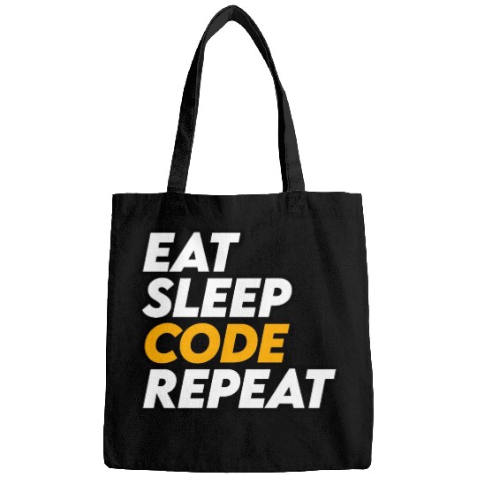 Eat Sleep Code Repeat - Funny developer meme Bags