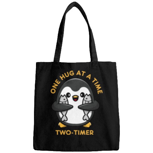 Penguin Hug Fishes Two Timer Funny Bird Cheat Love Bags
