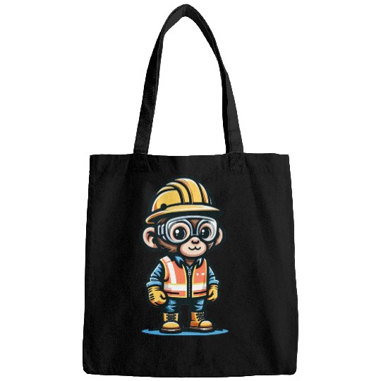 Cute Monkey Construction Worker Bags