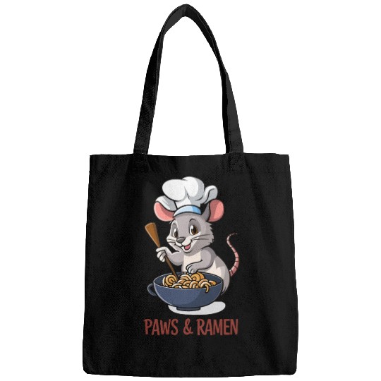 Paws and Ramen Funny Rat Animal Sayings Bags