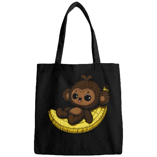 Amigurumi Monkey Chills On Banana Bags