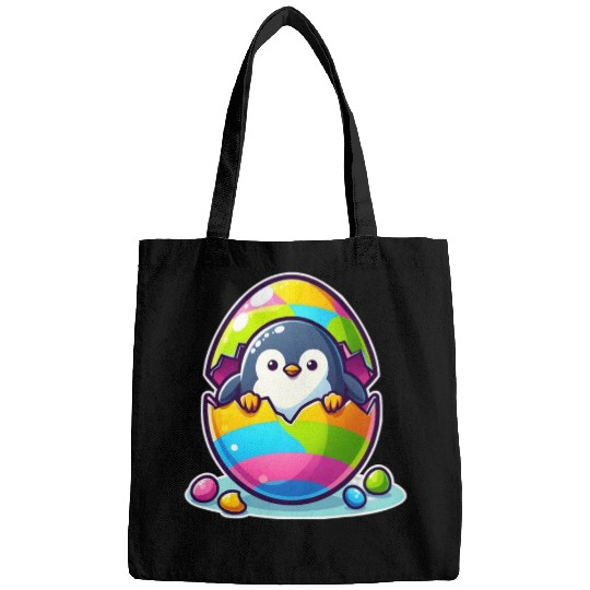 Penguin hatches from colorful Easter egg Bags