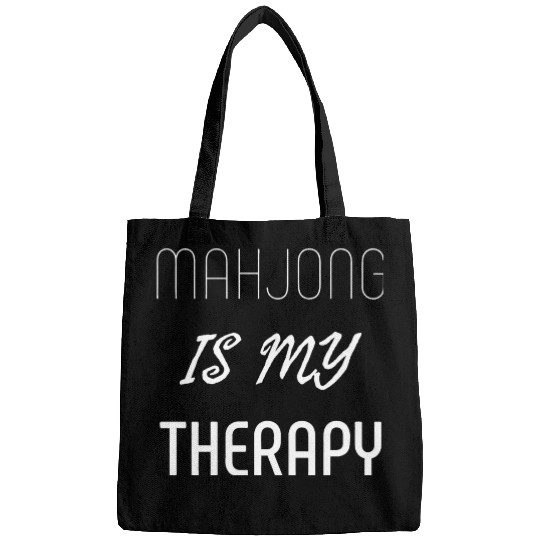 Mahjong Is My Therapy text Bags