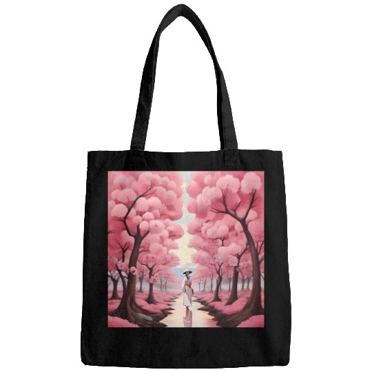 Japanese style art with cherry blossom festival Bags