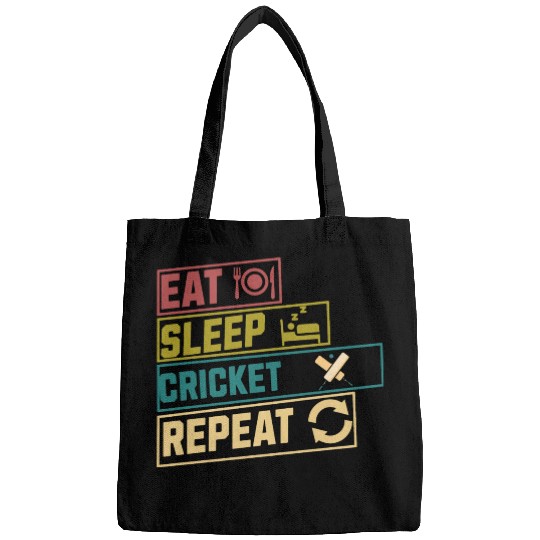 Eat sleep cricket repeat hobby Bags