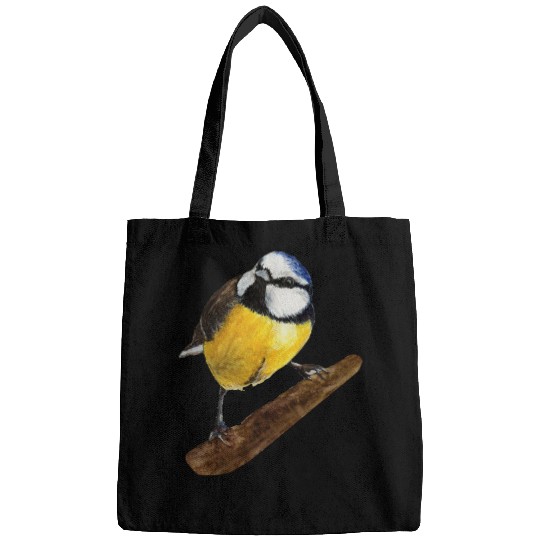 Blue tit titmouse hand painted watercolor. Bags