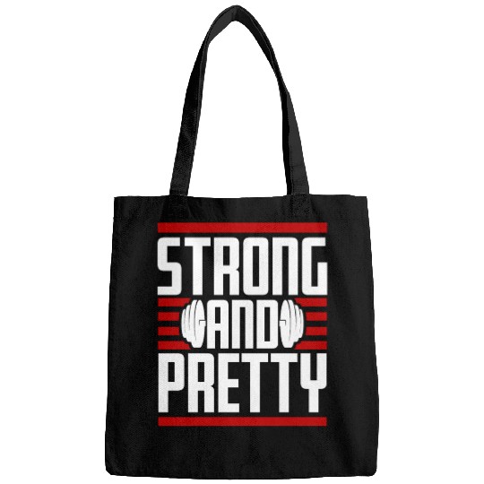 Strong And Pretty Funny Gym Fitness Workout Quote Bags